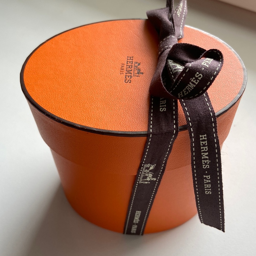 Hermes oval box with ribbon